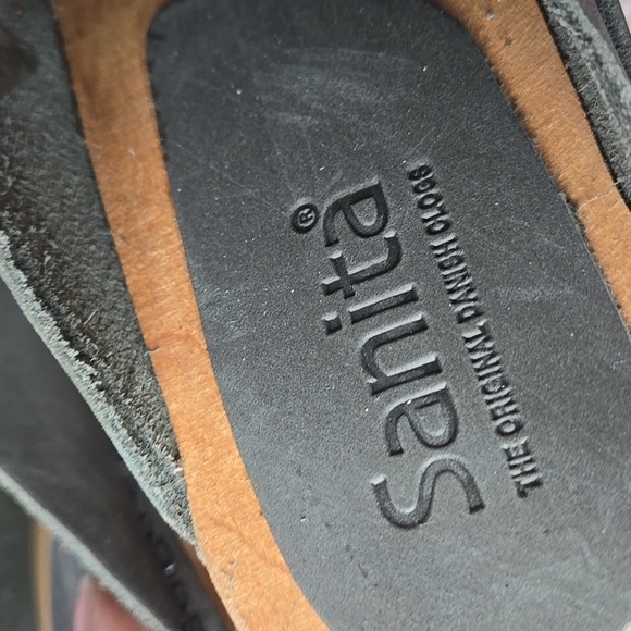 Sanita Clogs Manuella Wooden Oiled Leather Khaki Green Size EU 40 Shoe - Picture 9 of 13